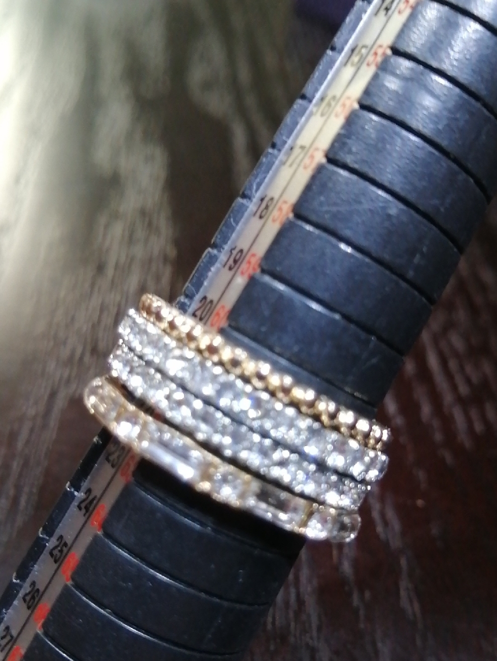 Sparkling Crystals 4 Stacked Gold And Silver Tones Rings Sizes 9.75, 10,10,10.25